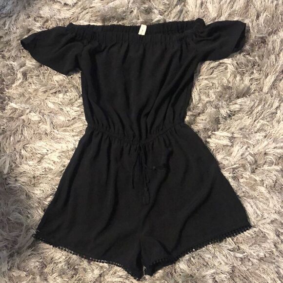 Womens juniors Bebop Black Off Shoulder Romper XS‎ - Picture 1 of 4